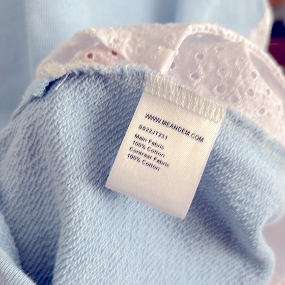 ME + EM Cotton Embroidered Eyelet Back Puff Sleeve Tee/Top - Picture 6 of 9